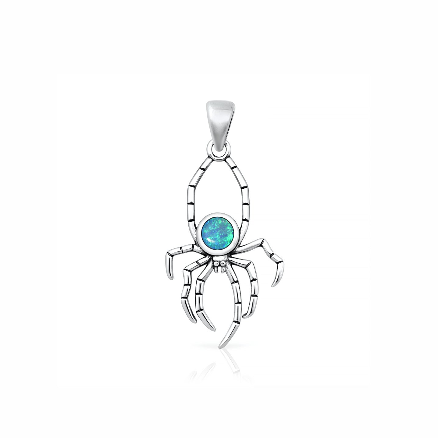 Silver Lab Opal Pendant - Spider