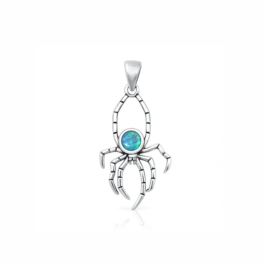 Silver Lab Opal Pendant - Spider