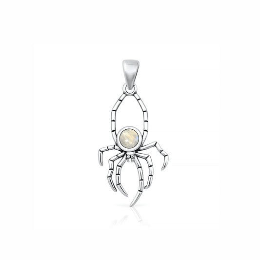 Silver Stone Pendant - Spider