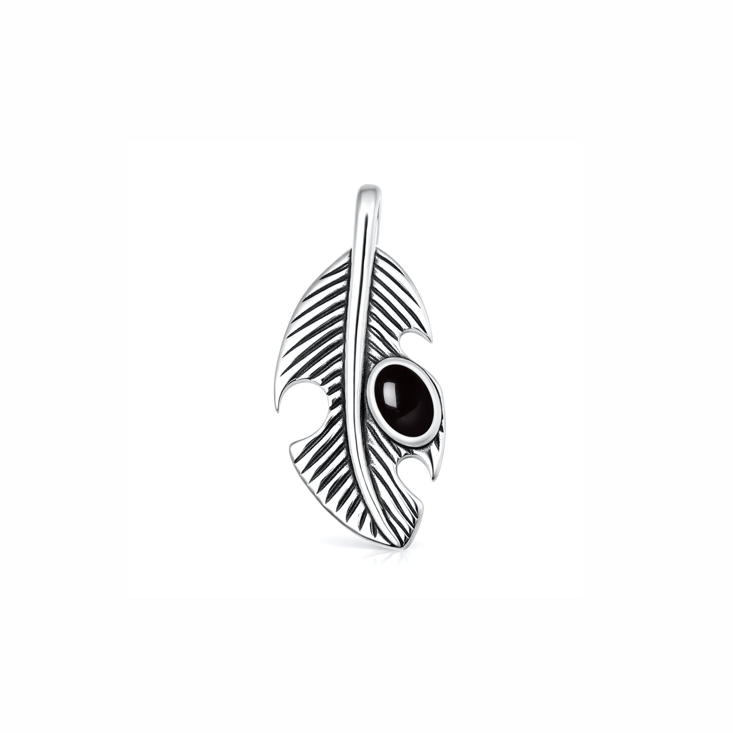 Silver Stone Pendant - Feather