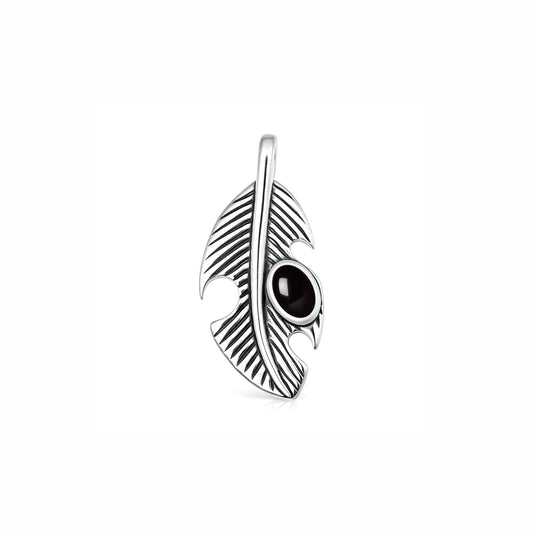 Silver Stone Pendant - Feather