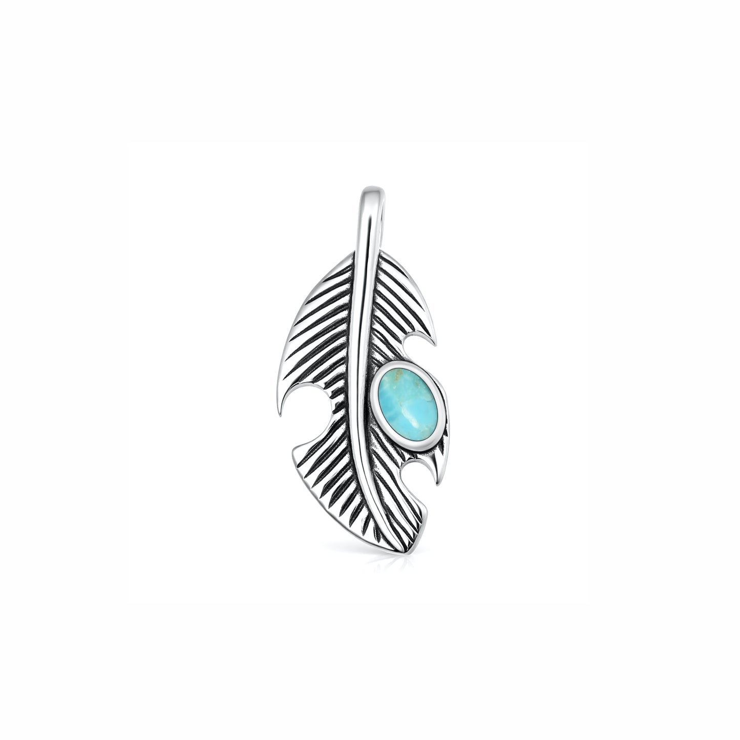 Silver Stone Pendant - Feather