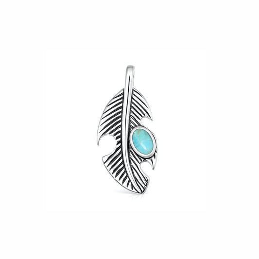 Silver Stone Pendant - Feather