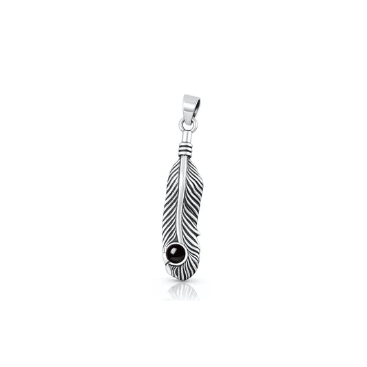 Silver Stone Pendant - Feather