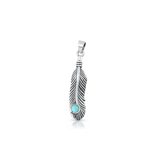 Silver Stone Pendant - Feather