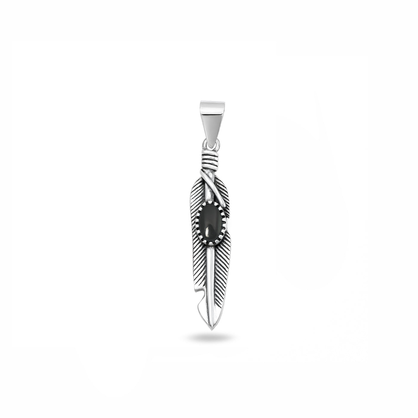Silver Stone Pendant - Feather