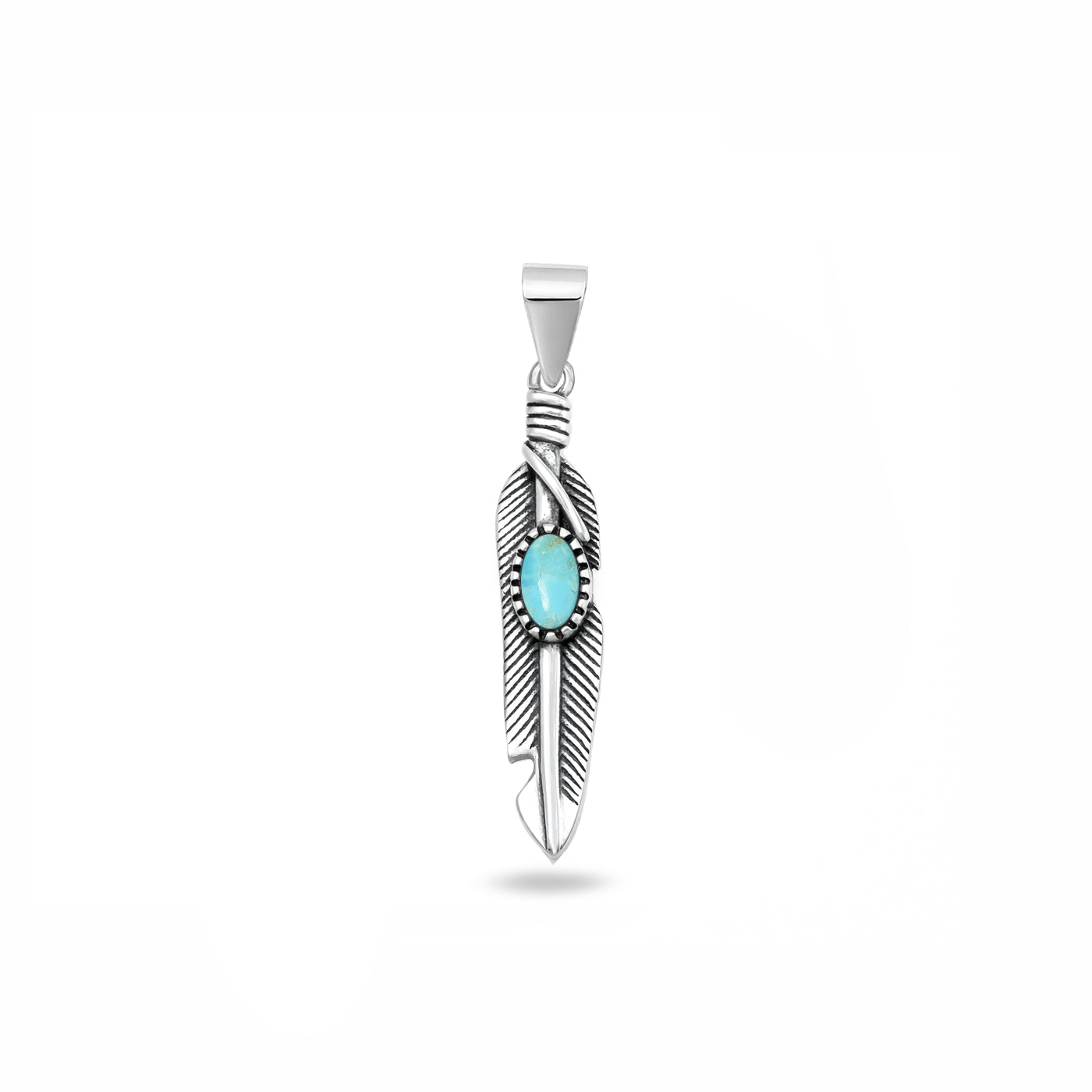 Silver Stone Pendant - Feather