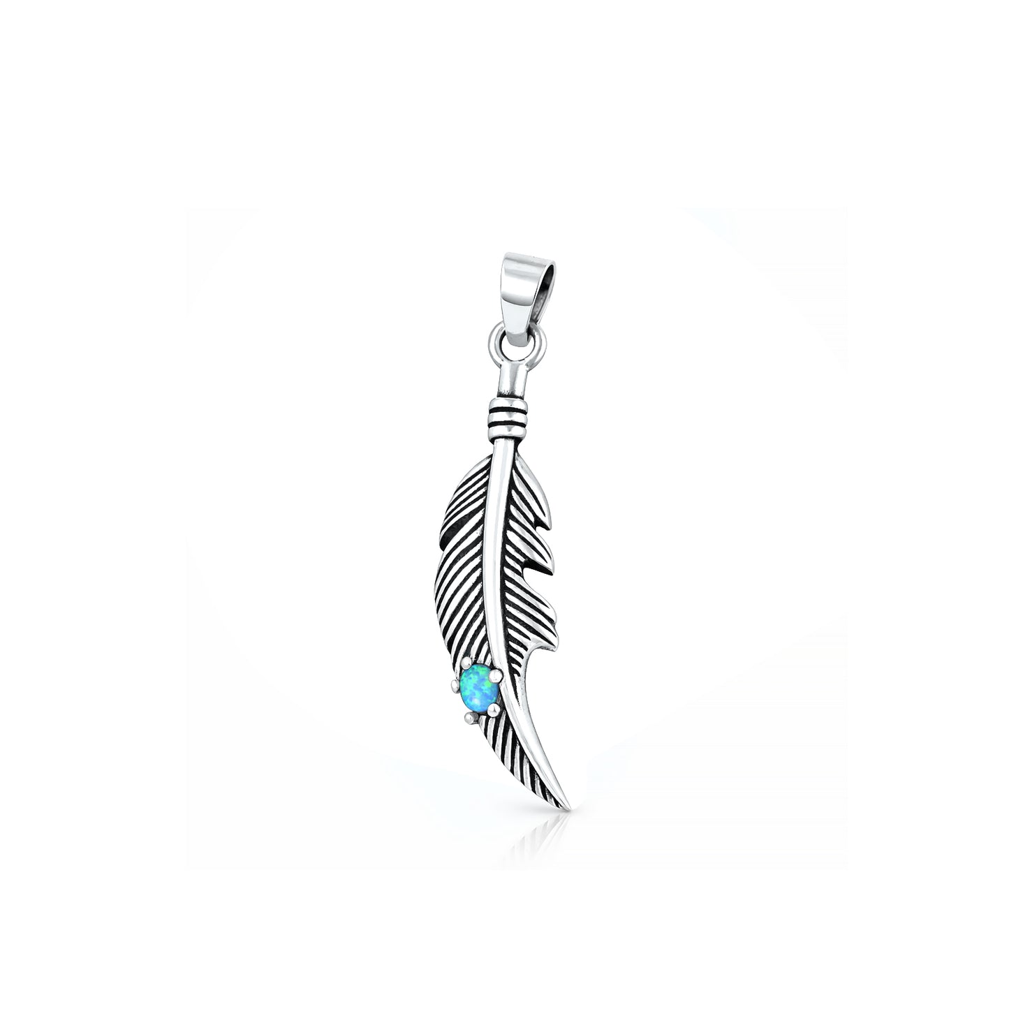 Silver Lab Opal Pendant - Feather