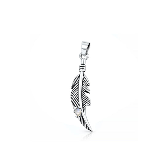Silver Stone Pendant - Feather