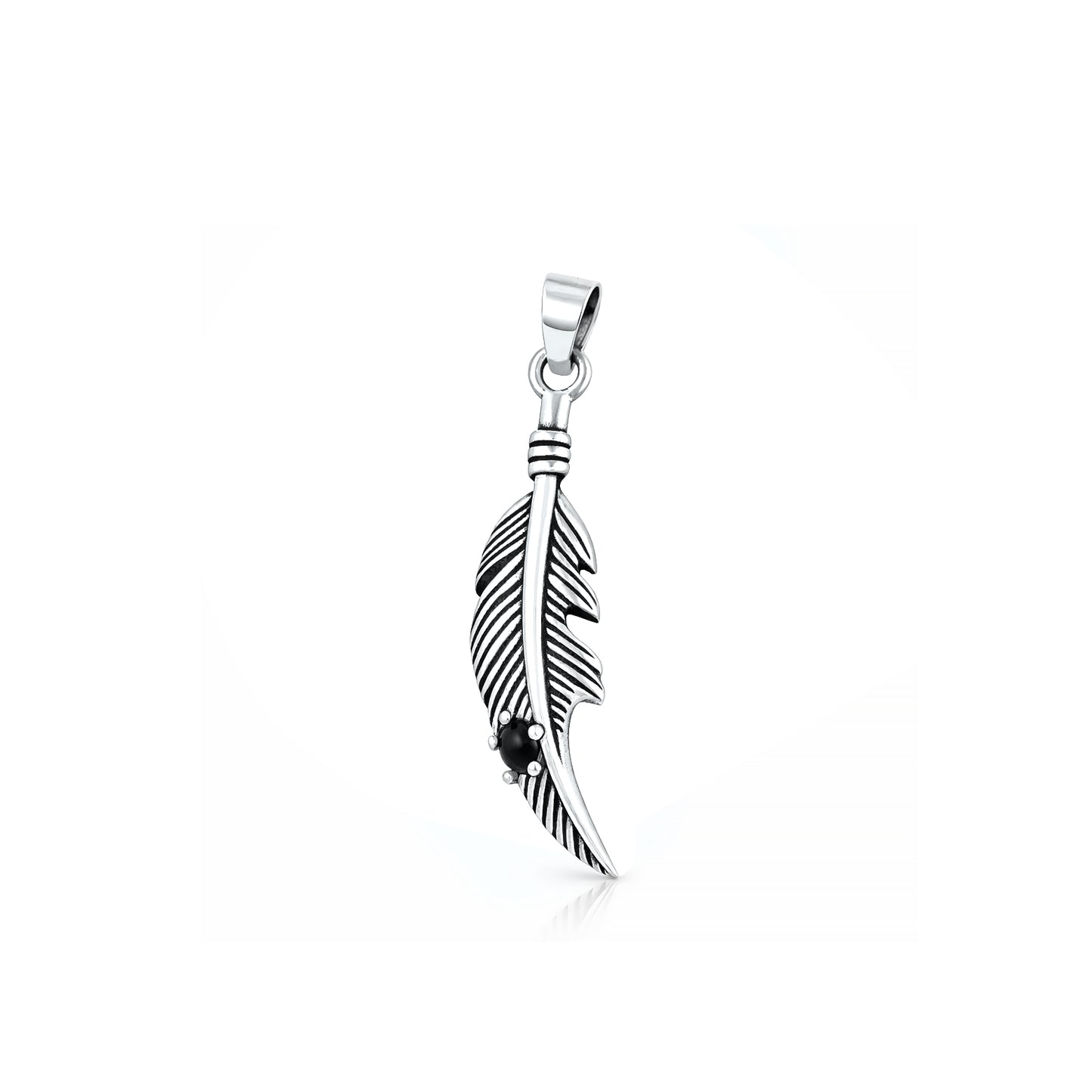 Silver Stone Pendant - Feather