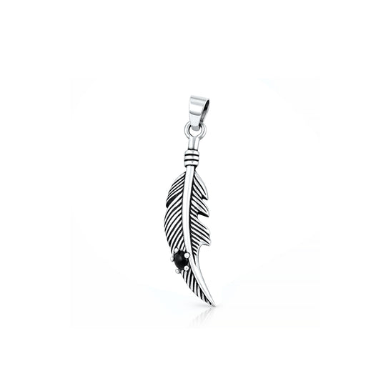 Silver Stone Pendant - Feather