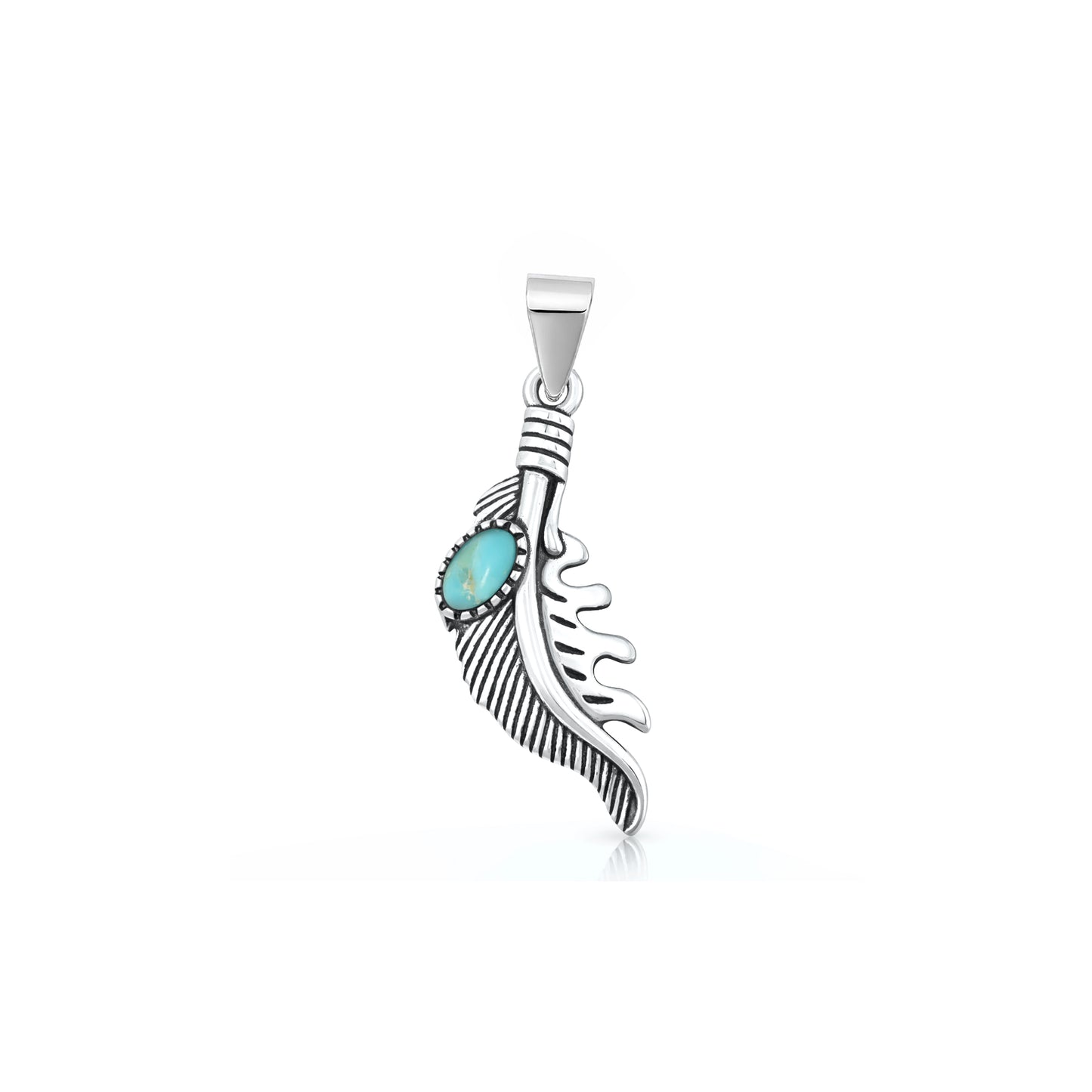 Silver Stone Pendant - Feather