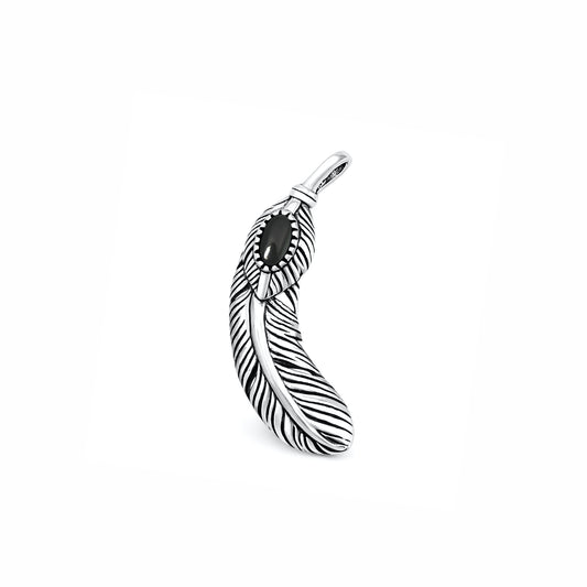 Silver Stone Pendant - Feather