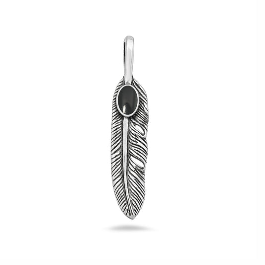Silver Stone Pendant - Feather