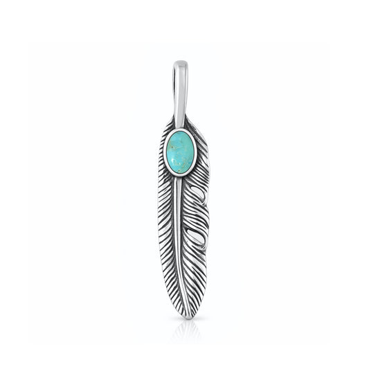 Silver Stone Pendant - Feather
