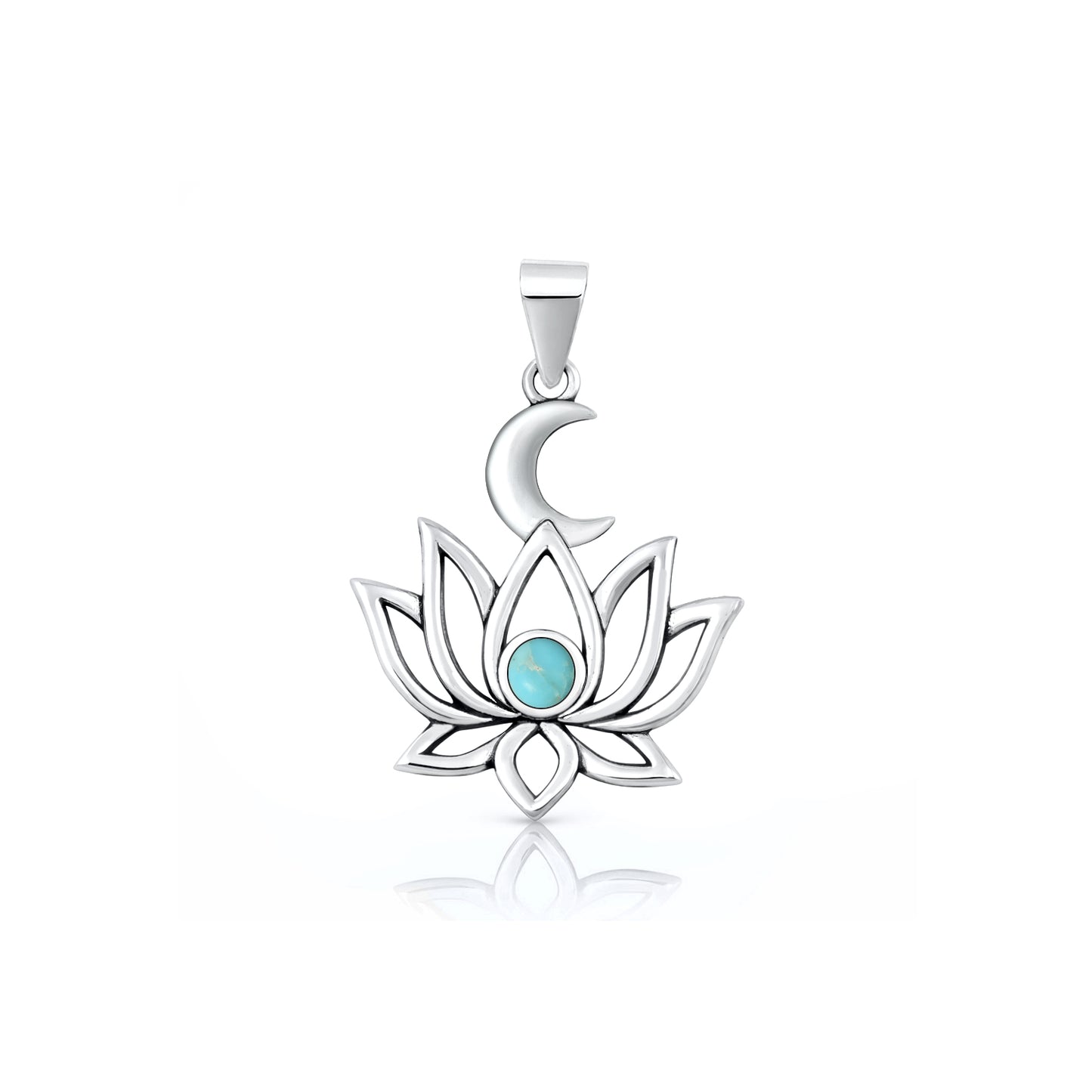 Silver Stone Pendant - Lotus & Moon