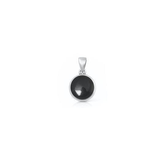 Silver Stone Pendant - Round Onyx
