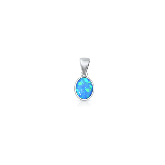 Silver Lab Opal Pendant - Oval