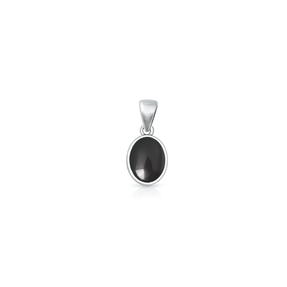 Silver Stone Pendant - Oval Onyx