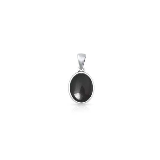 Silver Stone Pendant - Oval Onyx