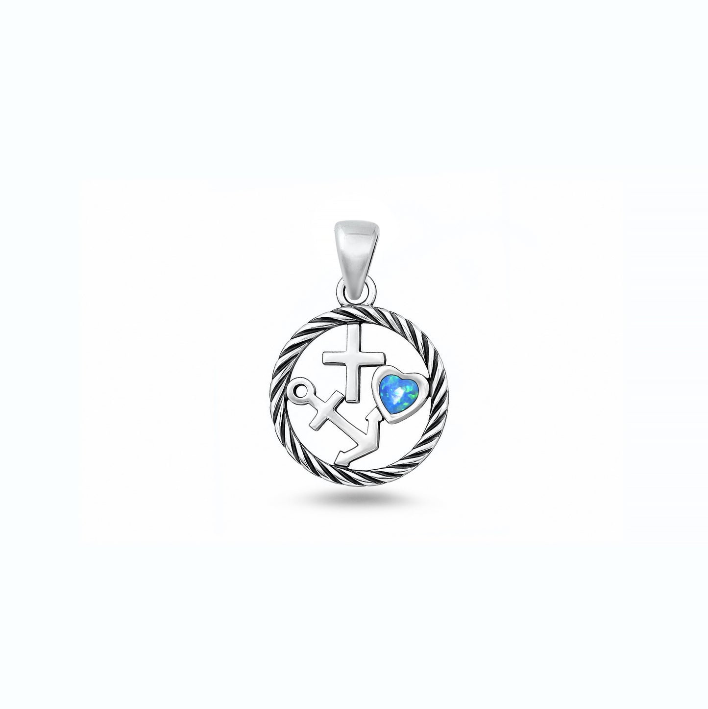 Silver Lab Opal Pendant - Faith Love Hope