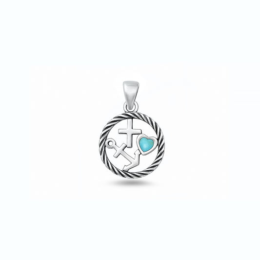 Silver Stone Pendant - Faith Love Hope