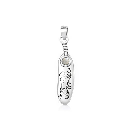 Silver Stone Pendant - Tribal