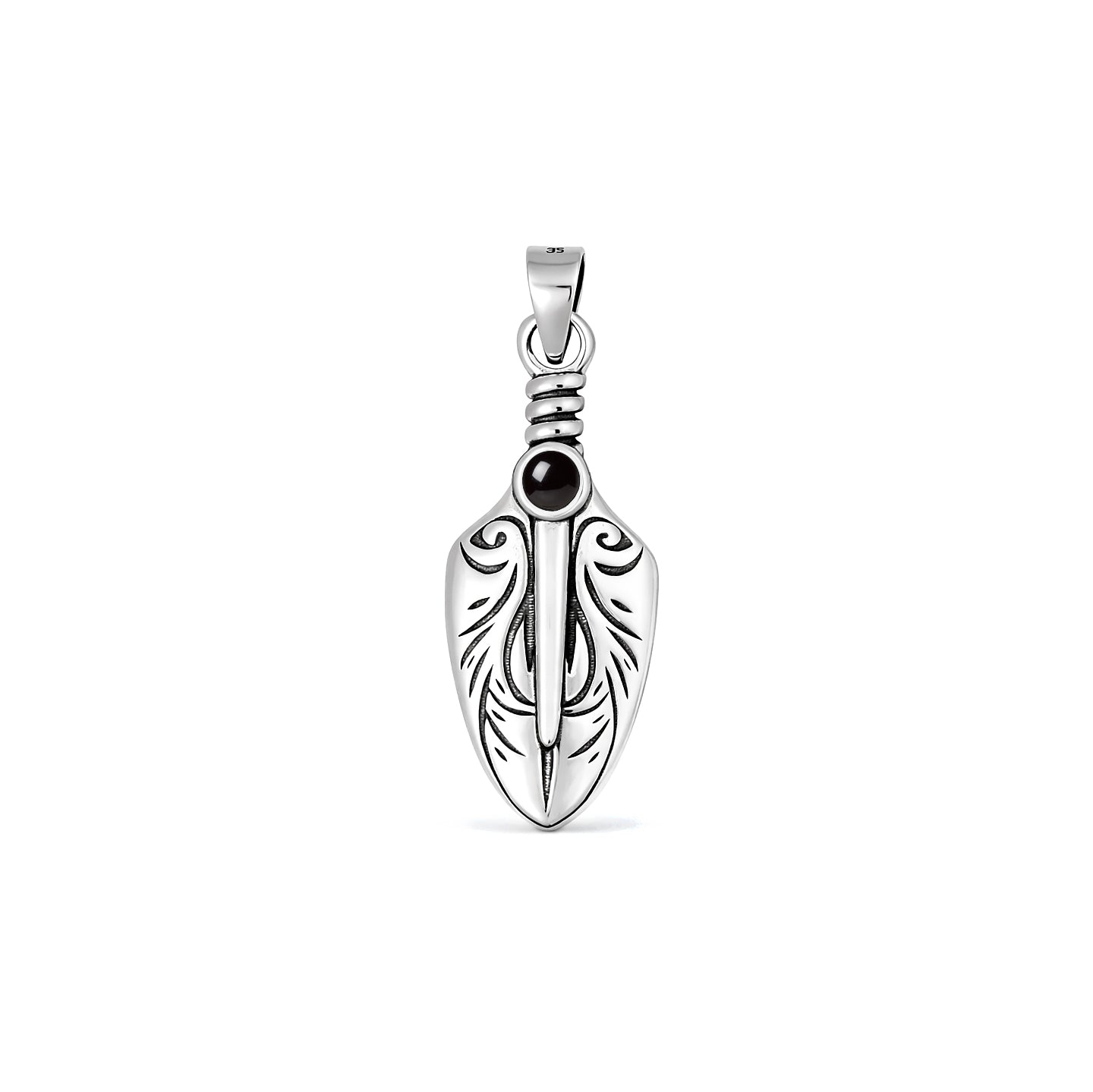 Silver Stone Pendant - Tribal Dagger