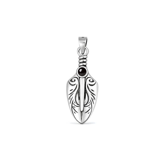 Silver Stone Pendant - Tribal Dagger