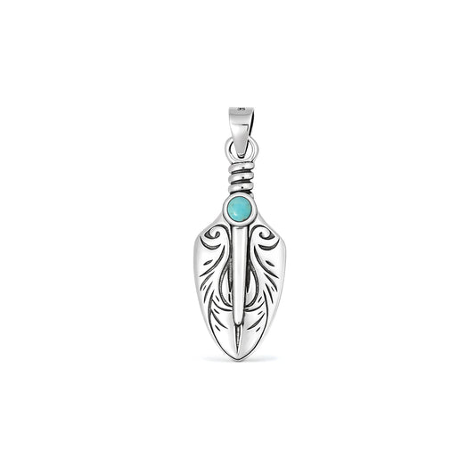 Silver Stone Pendant - Tribal Dagger