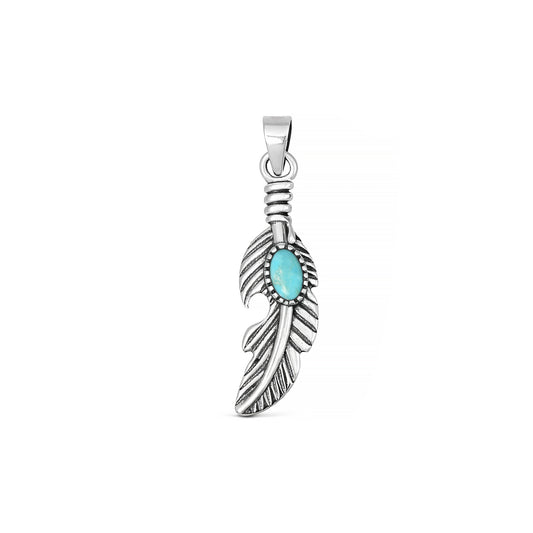 Silver Stone Pendant - Feather