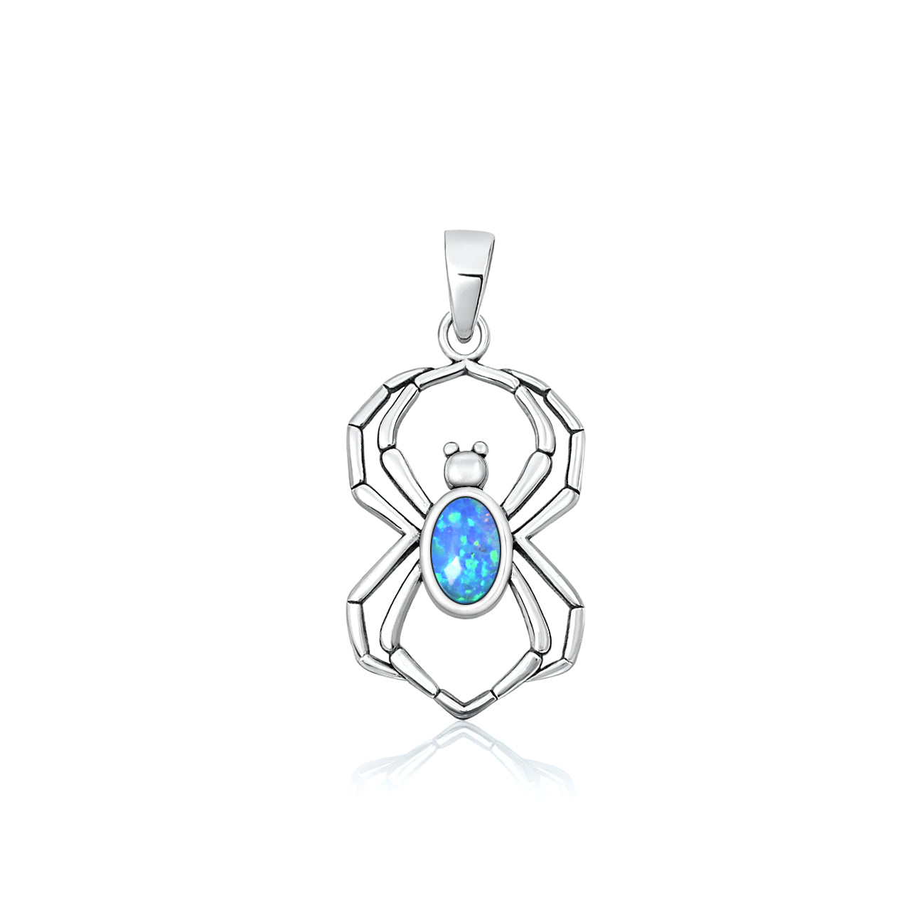 Silver Lab Opal Pendant - Spider