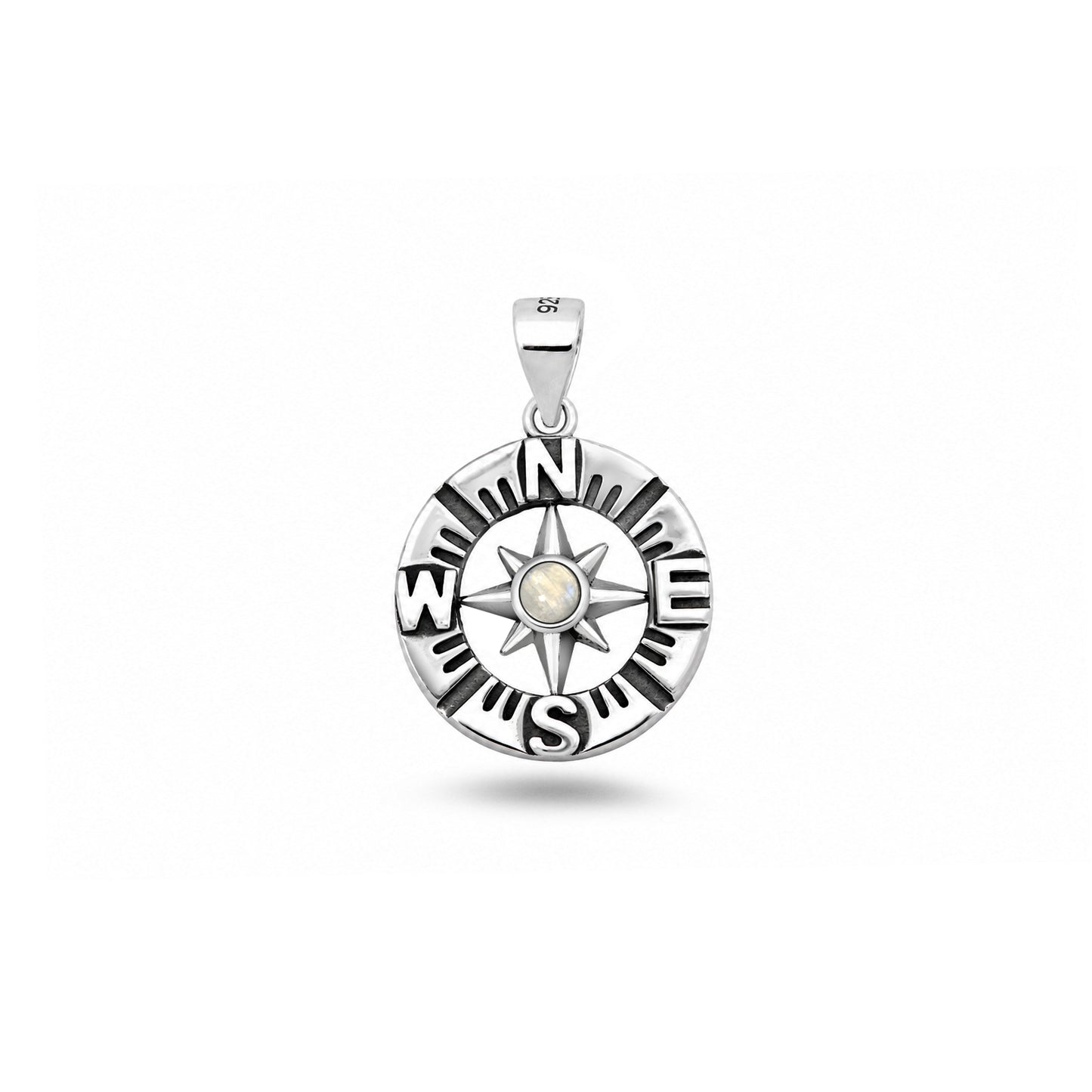 Silver Stone Pendant - Compass