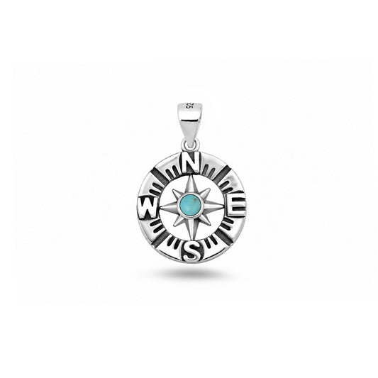 Silver Stone Pendant - Compass