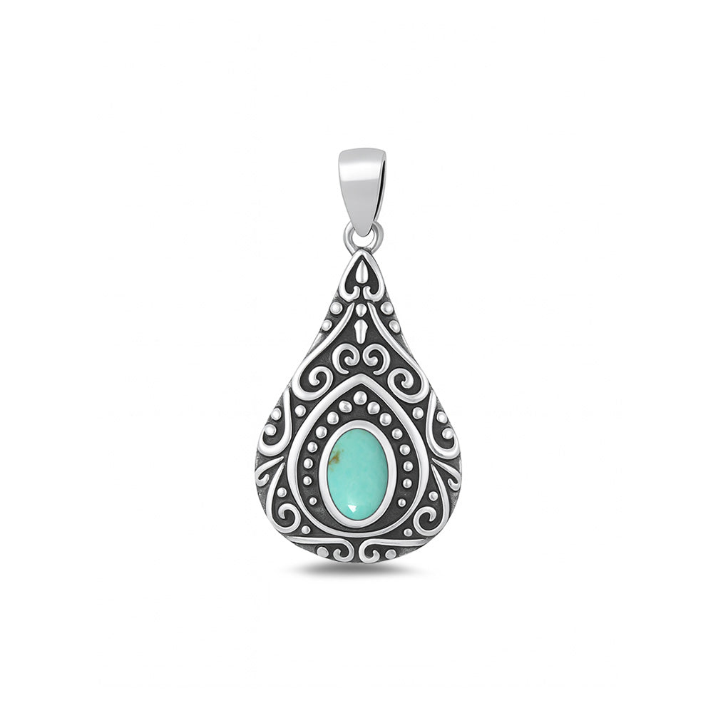 Silver Stone Pendant - Filigree