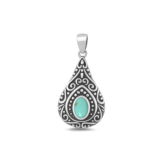 Silver Stone Pendant - Filigree
