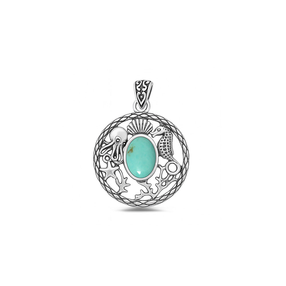Silver Stone Pendant - Ocean Life