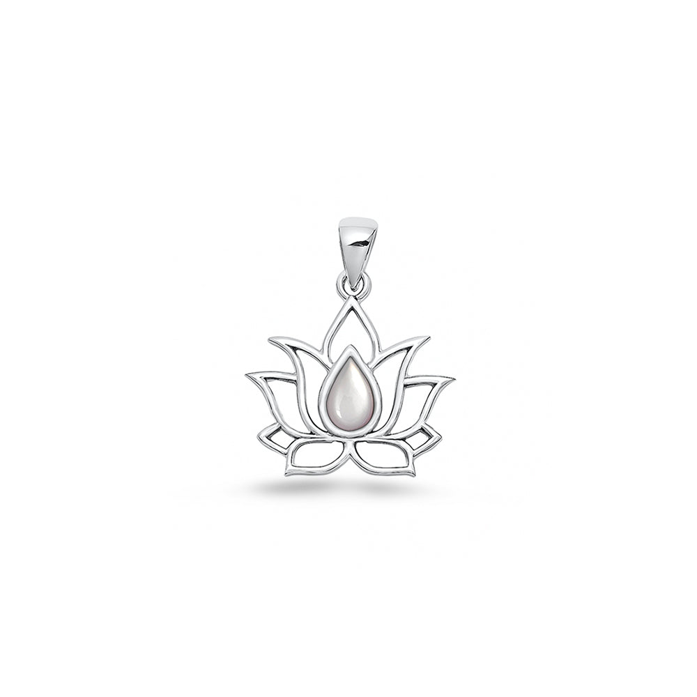 Silver Stone Pendant - Lotus