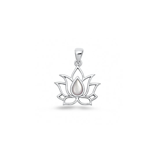 Silver Stone Pendant - Lotus