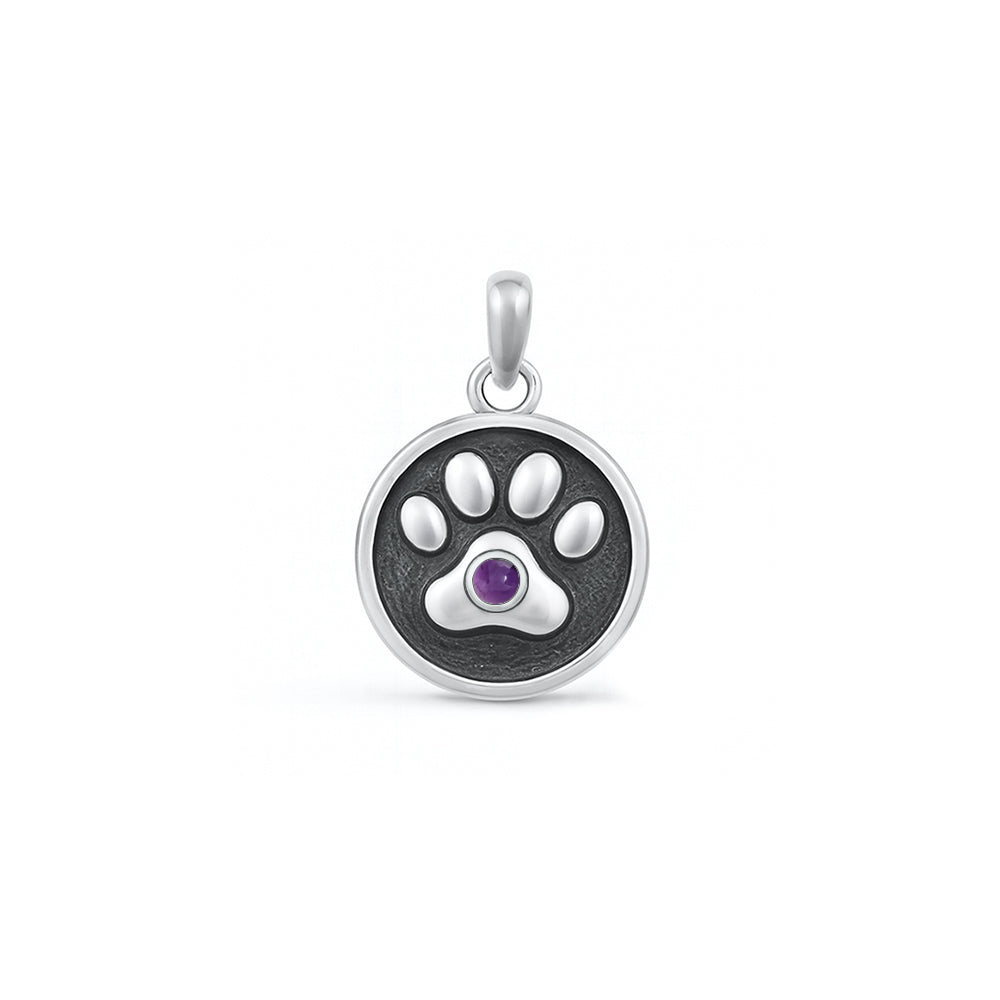 Silver Stone Pendant - Paw Print