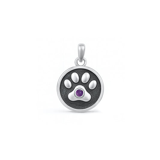 Silver Stone Pendant - Paw Print