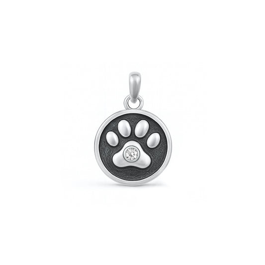 Silver Stone Pendant - Paw Print