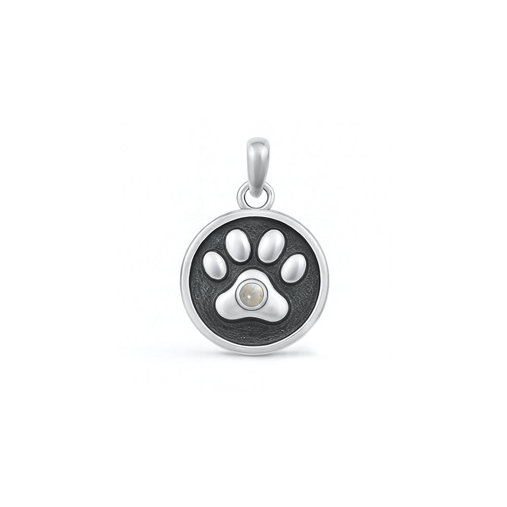 Silver Stone Pendant - Paw Print