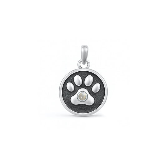 Silver Stone Pendant - Paw Print