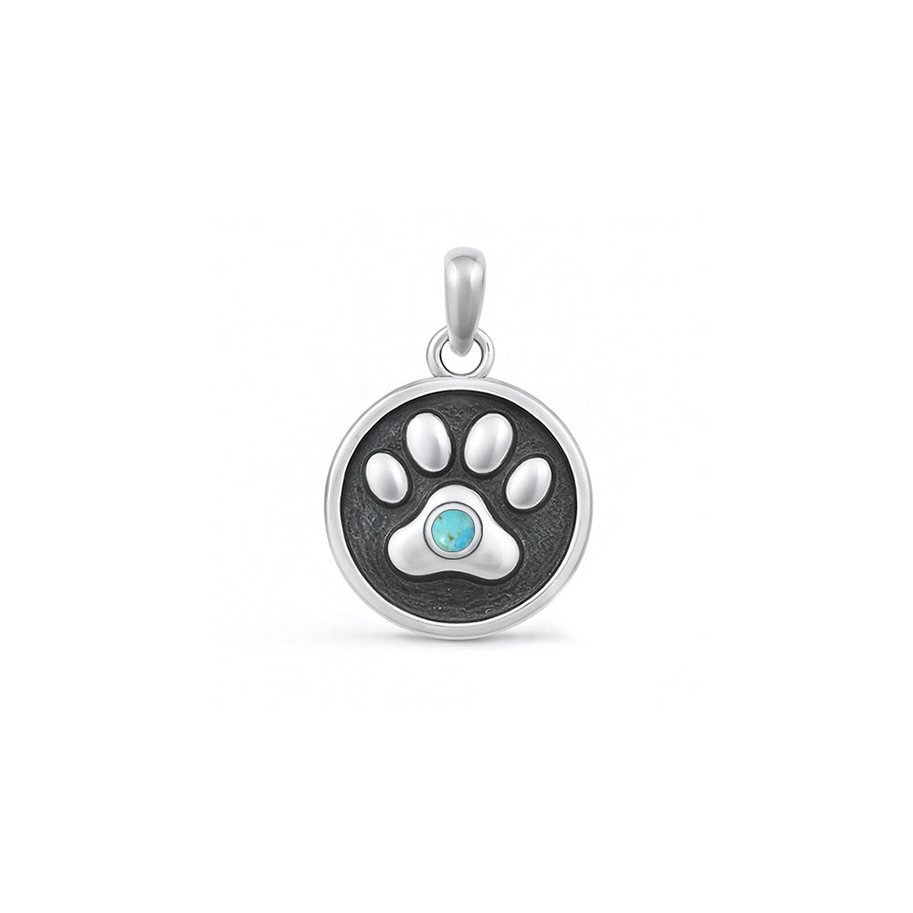 Silver Stone Pendant - Paw Print