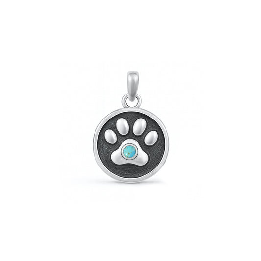 Silver Stone Pendant - Paw Print