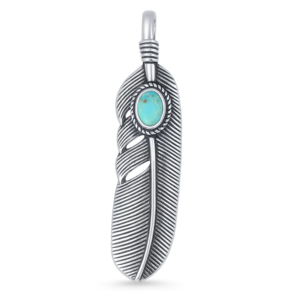 Silver Stone Pendant - Feather