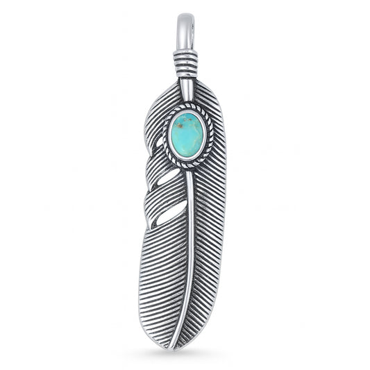 Silver Stone Pendant - Feather