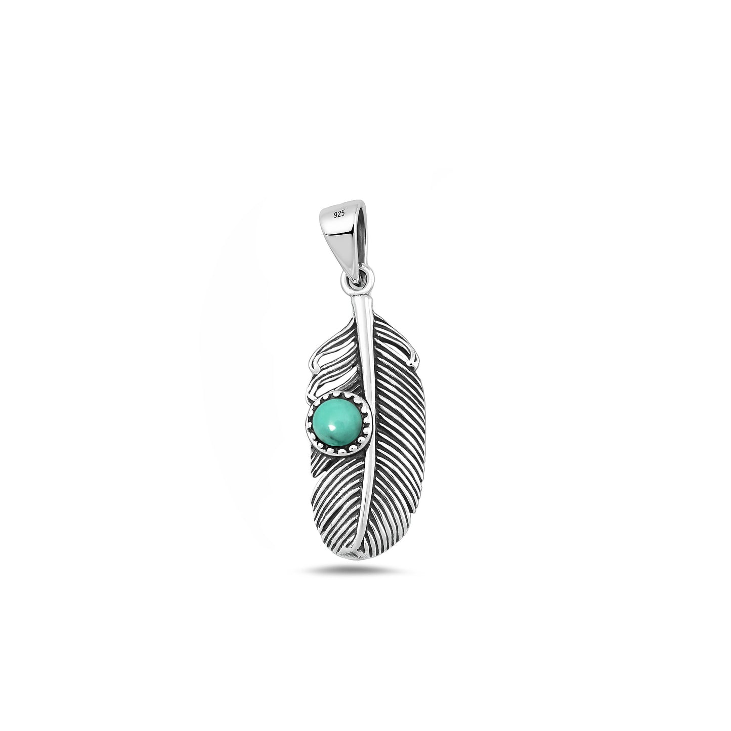 Silver Stone Pendant - Feather