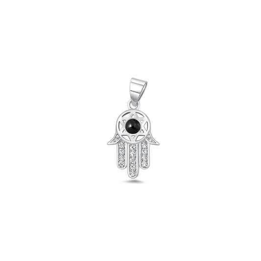 Silver Stone Pendant - Hamsa